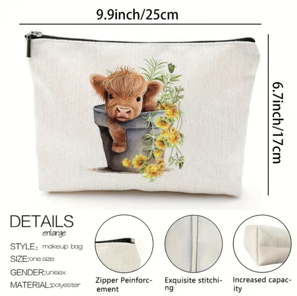 Adorable Cow Cosmetics Makeup/ Every Day Pouch New - Picture 3 of 9